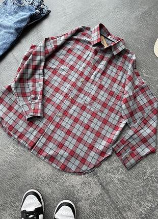Сорочка жіноча оверсайз в клітинку на гудзиках з кишенею якісна стильна трендова чорна помаранчева