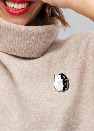 Брошка їжачок з колючками сріблястий bbrbf114817