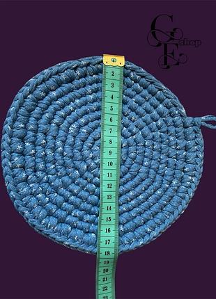 Подставка под горячее,вязанная подставка.ручная работа.handmade.подставка под жаркое декор.интерьер. голубой со звездами.прихватка