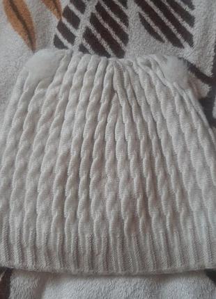 Шапка ушки на весну на подростка девочку нюдовая трендовая стильная модная