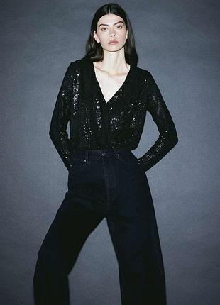 Боди блуза паетки h&m