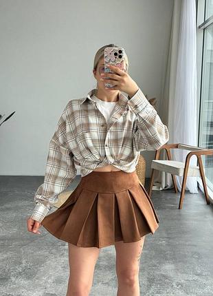 Женская юбка-шорты юбка - шорты замшевые с шортами классические базовые стильные модные кэмэл черная