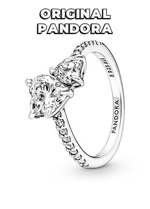 Пандора оригінал із сша 191198c01 кільце подвійне серце два серця срібло s925 ale нова з биркою original pandora каміння