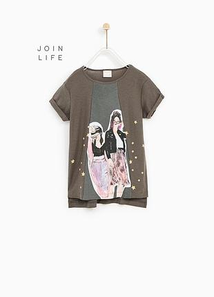 Футболка - туника для девочки zara из хлопка 100% .