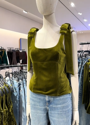 🔥оксамитовий топ з бантами  zara 3