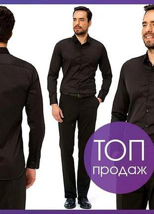 Черная мужская рубашка lc waikiki  лс вайкики на черных пуговицах