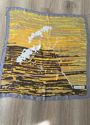 Роскошный винтажный шелковый платок christian dior