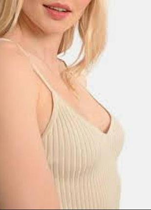 Shein, женский топ на брителях в рубчик, бежевый.