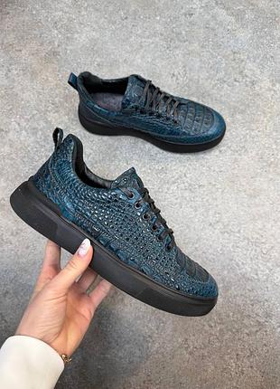 Ексклюзивні кеди з італійської шкіри під крокодил чоловічі жіночі