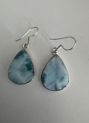 Серьги из ларимар, серьги ларимар, Камень, серебро 925