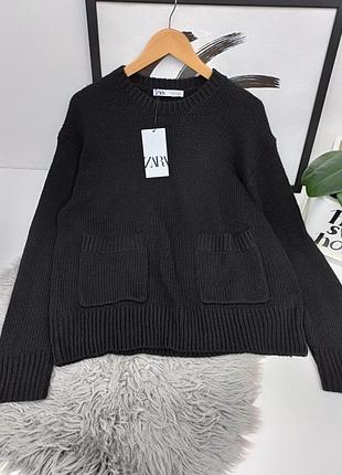 Трикотажний светр із кишенями від zara, розмір s, м