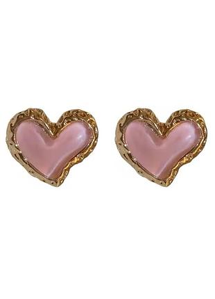 Сережки жіночі / сережки сердечка / рожеві сережки