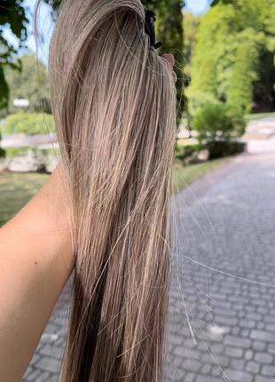Накладной хвост блонд русый мелирование, 35-40 см, шиньон