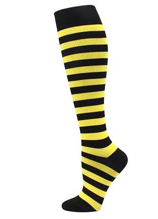 Гольфи бджілки смугасті чорно-жовті 3165 бджола довгі шкарпетки у смужки чорну і жовту до коліна