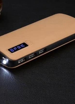Портативний зарядний пристрій павербанк 50000 mah 3хusb power bank smart tech. колір: бежевий