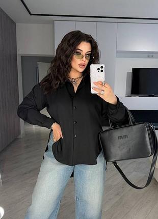 Базовая блузка белая и черная рубашка, супер качества, удлиненная, блуза