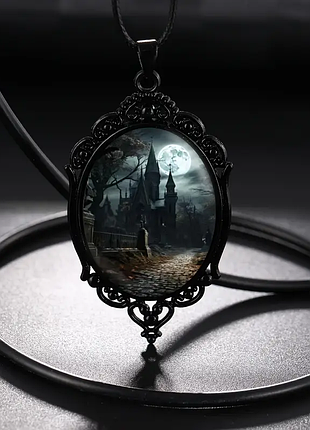 Кулон намисто готична серія  луна i замок