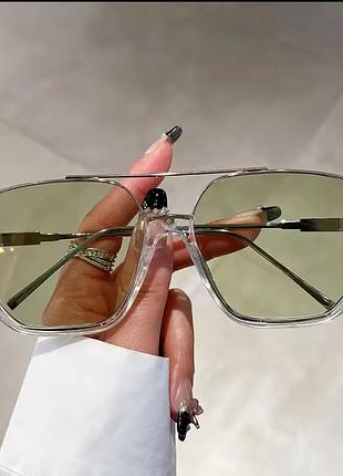 Очки крупные крупные зеленые uv400 стильные моде новые