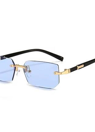 Окуляри без оправи прямокутні унісекс uv400 нові блакитні