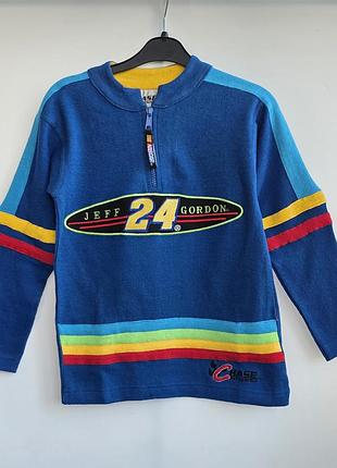 Кофта синяя с молнией  реглан мальчику в спортивном стиле сhase аuthentics в рубчик