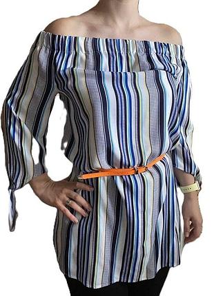 100% штапель віскоза жіноча віскозна літня блуза, натуральна блуза туніка відкриті плечі.