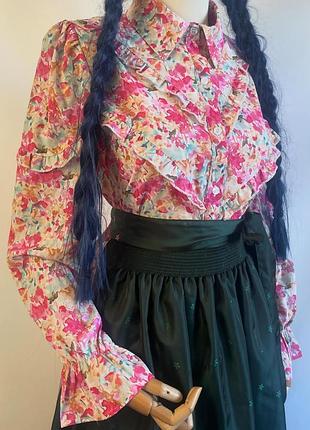 Яркая цветочная рубашка блуза с рюшами из 100% вискозы