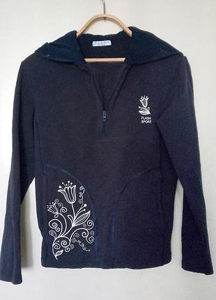 Симпатичное хлопковое худи с цветочным декором