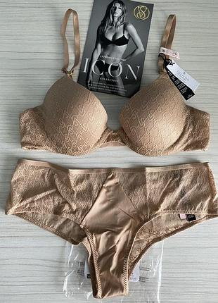 Комплект белья victoria’s secret 34b (75b), трусики s. very sexy icon. виттория сикрет