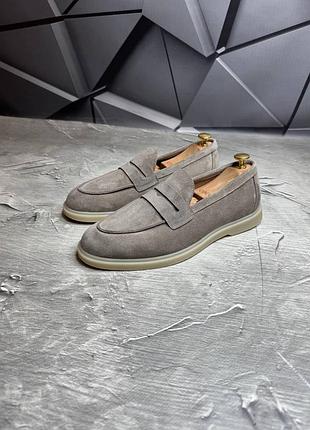 Лоферы мужские замшевые бежевые loro piana! лоферы замшевые мужское бежевое весна-лето!