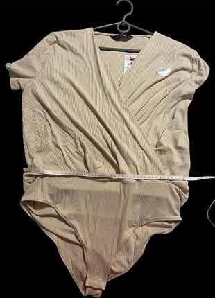 Боді бежевий в рубчик f&f