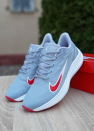 Мужские качественные и стильные кроссовки nike zoom серые с красным