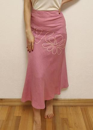 Льняная миди-юбка off shoot