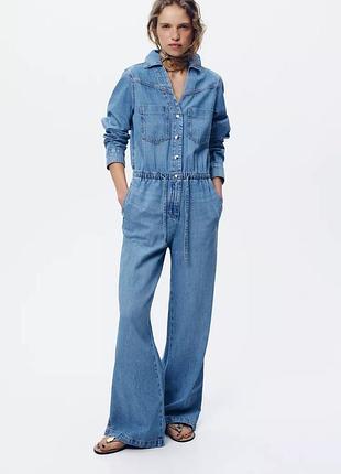 Комбинезон женский синий джинсовый zara new