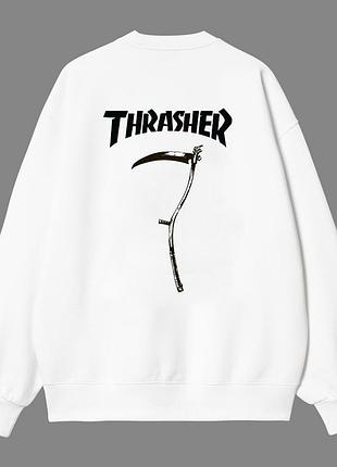 Белый свитшот thrasher с принтом