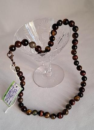 Намисто з натурального каменю тигровий, бич, соколе око