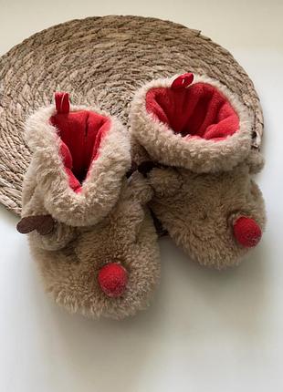 Теплые пинетки тапочки с оленями