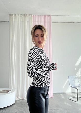 Лонгслив принт зебра | 5147