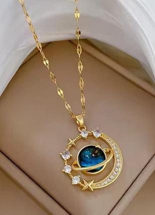 Подвеска в виде луны синия звёзды