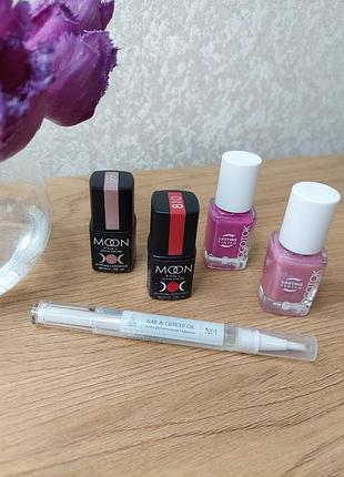 #росборя гель-лак moon и обычный лак nogotok ноток, масло для кутикулы ddore