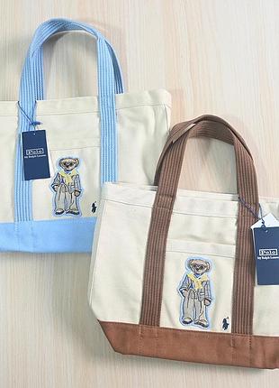 Сумка бежевая с голубым
