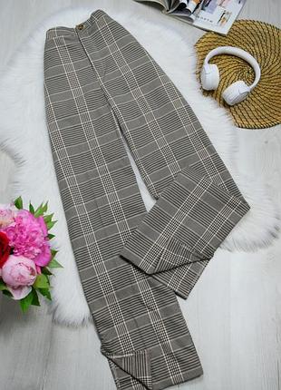 Штани брюки в клітинку прямі з розрізами