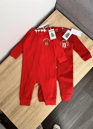 Хлопковые человечки для младенцев 6-9 мес открытые ножки на молнии next
