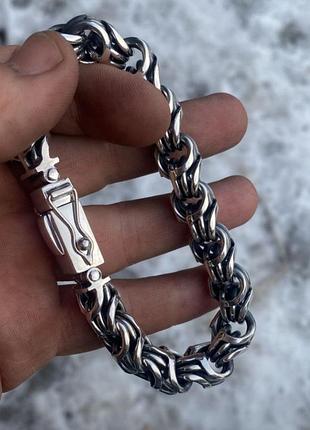 Серебряный браслет "круглый бисмарк" массой 100грам " мужская массивная цепочка на руку3 фото