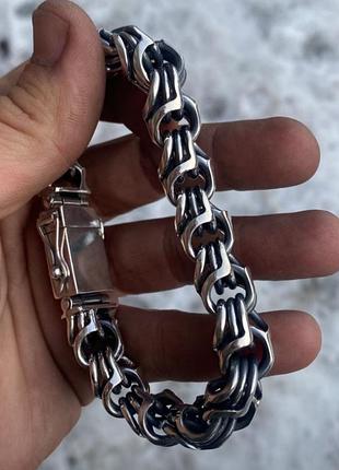 Серебряный браслет "круглый бисмарк" массой 100грам " мужская массивная цепочка на руку4 фото