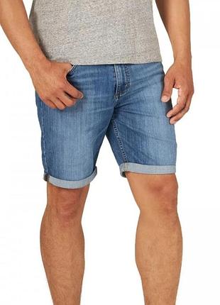 Стильные, легкие, синие шорты мужские с подворотом