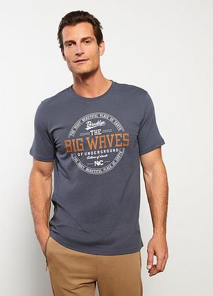 Сіра чоловіча футболка lc waikiki/лс вайкікі big waves. фірмова туреччина