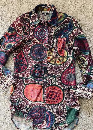 Шелковая рубашка туника  hermes оригинал бренд сорочка натуральный шелк размер s,m