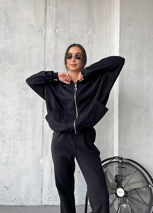 Спортивный костюм с кофтой на молнии с брюками с карманами с манжетами на резинке3 фото