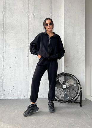 Спортивный костюм с кофтой на молнии с брюками с карманами с манжетами на резинке2 фото