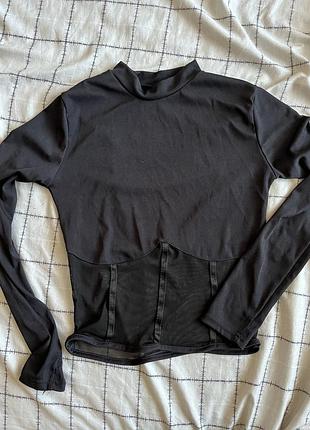 Топ с сеткой, в рубчик